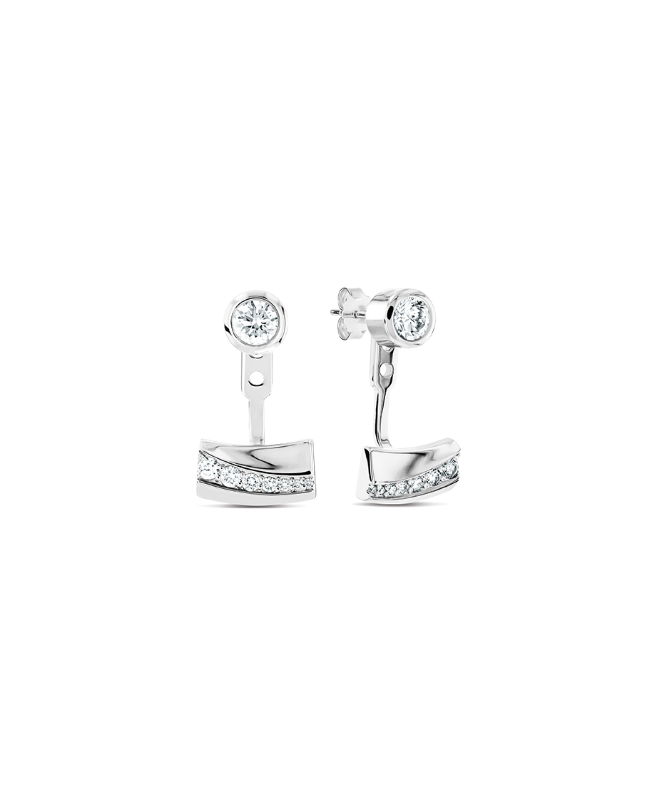 Chamfer Curve Earrings 21.5 x 25.5mm, Quartz