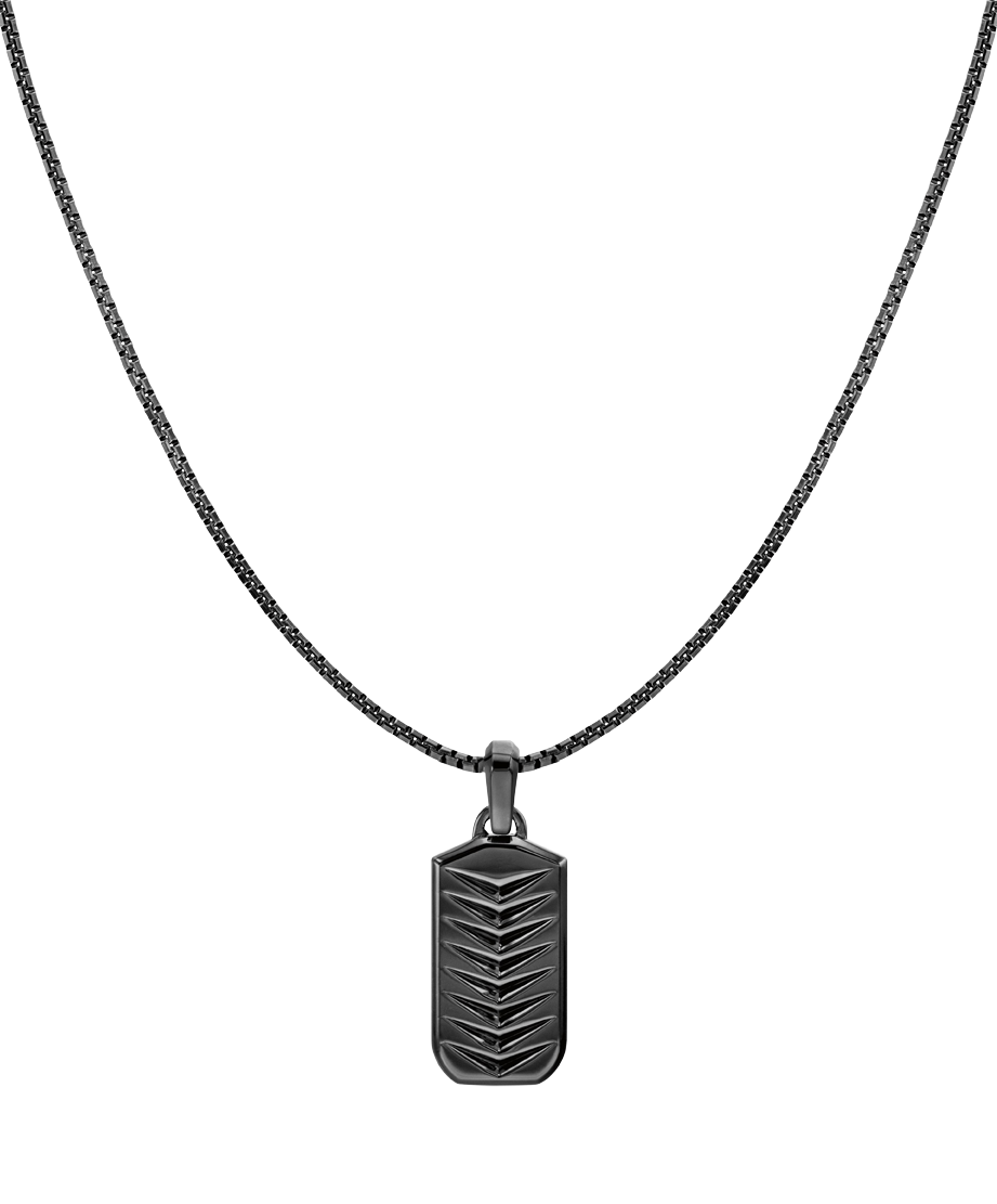 Men's Chevron Necklace 21.5 x 25.5mm, Quartz