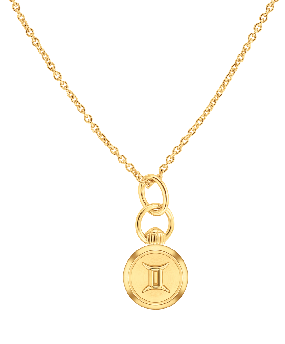 Gemini Zodiac Charm Necklace 21.5 x 25.5mm, Quartz