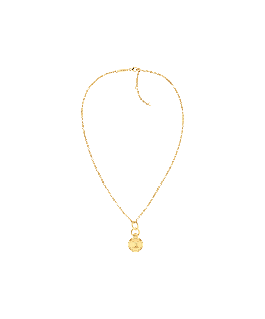 Gemini Zodiac Charm Necklace 21.5 x 25.5mm, Quartz