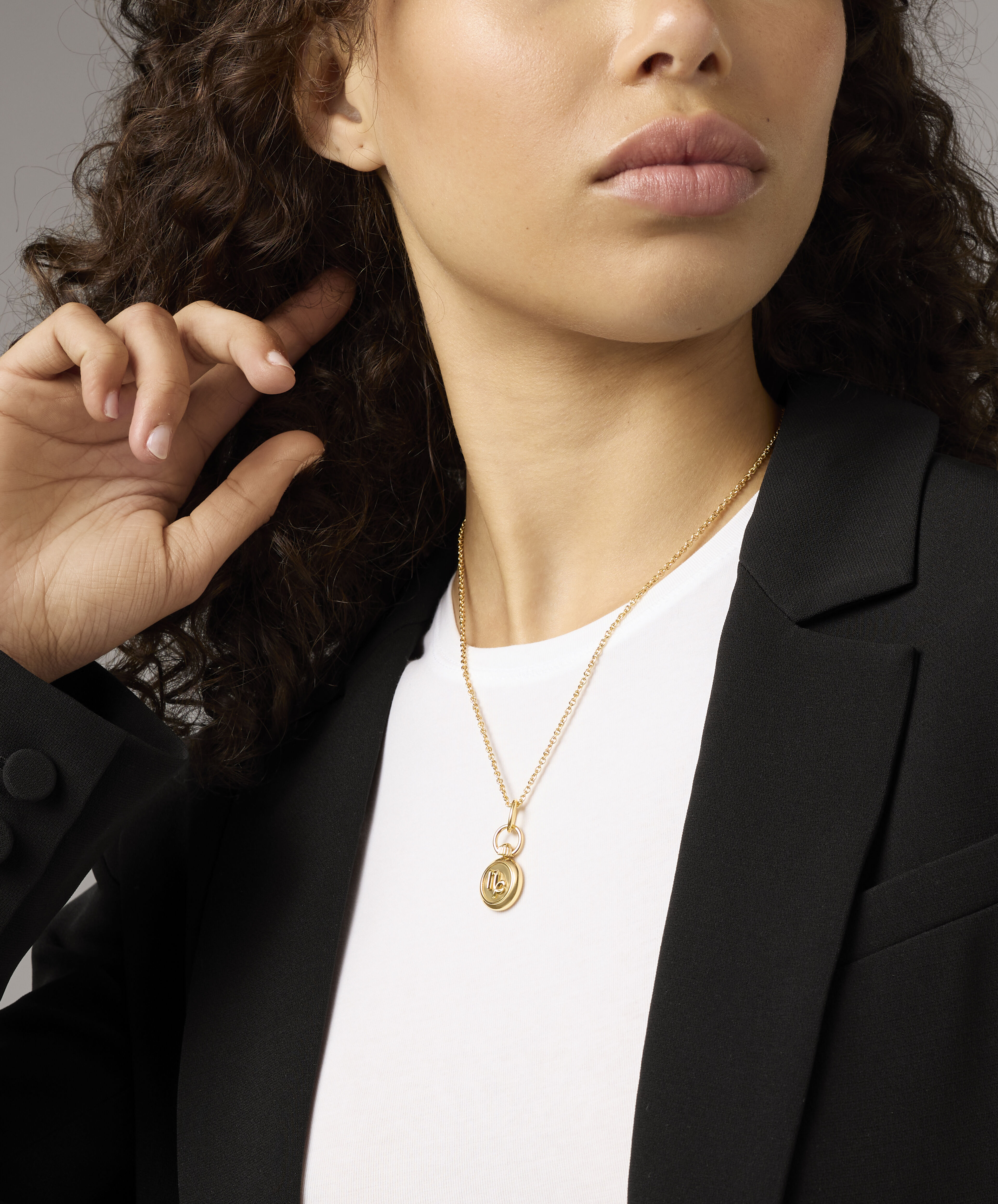Aries Zodiac Charm Necklace 21.5 x 25.5mm, Quartz