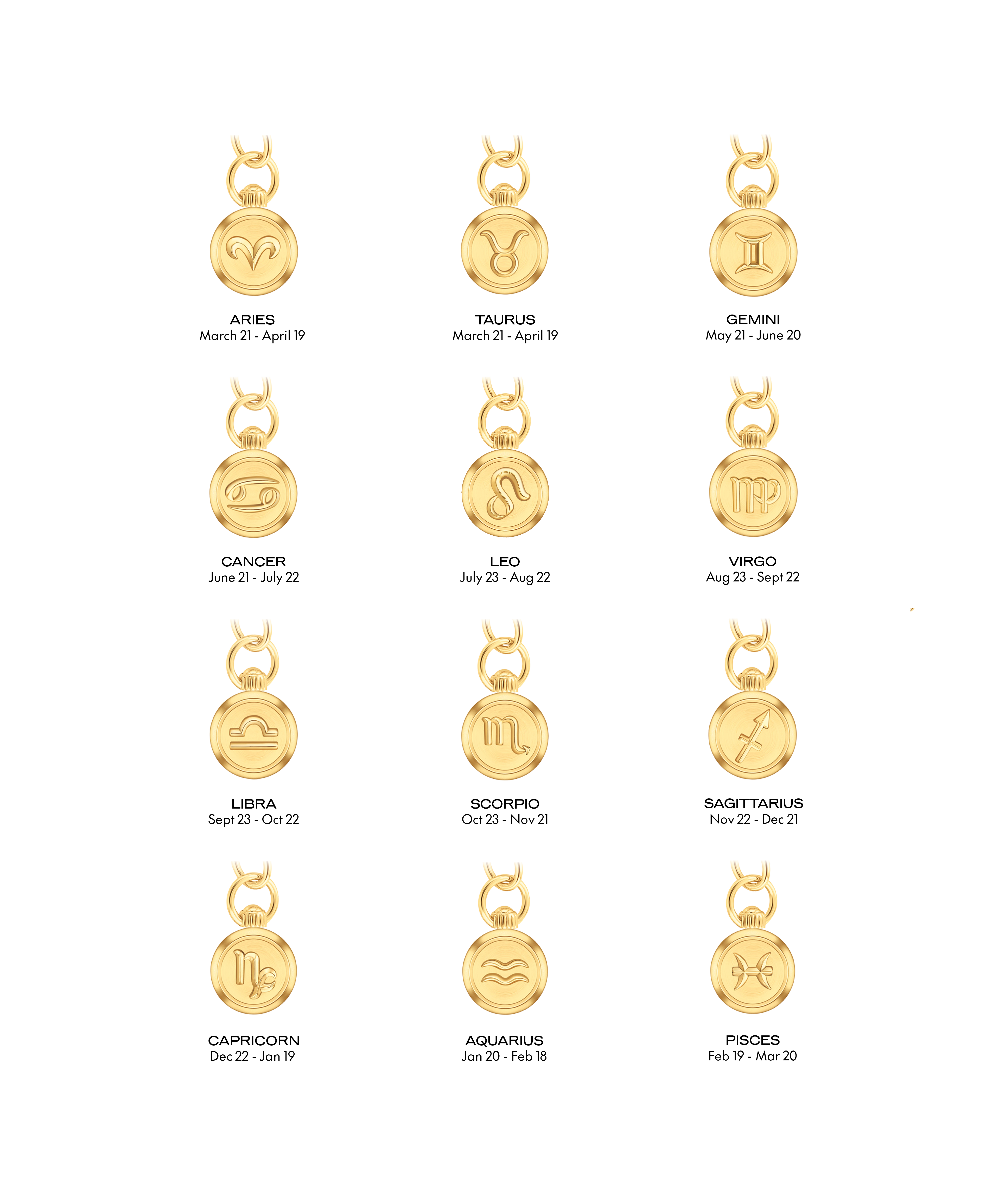 Aries Zodiac Charm Necklace 21.5 x 25.5mm, Quartz