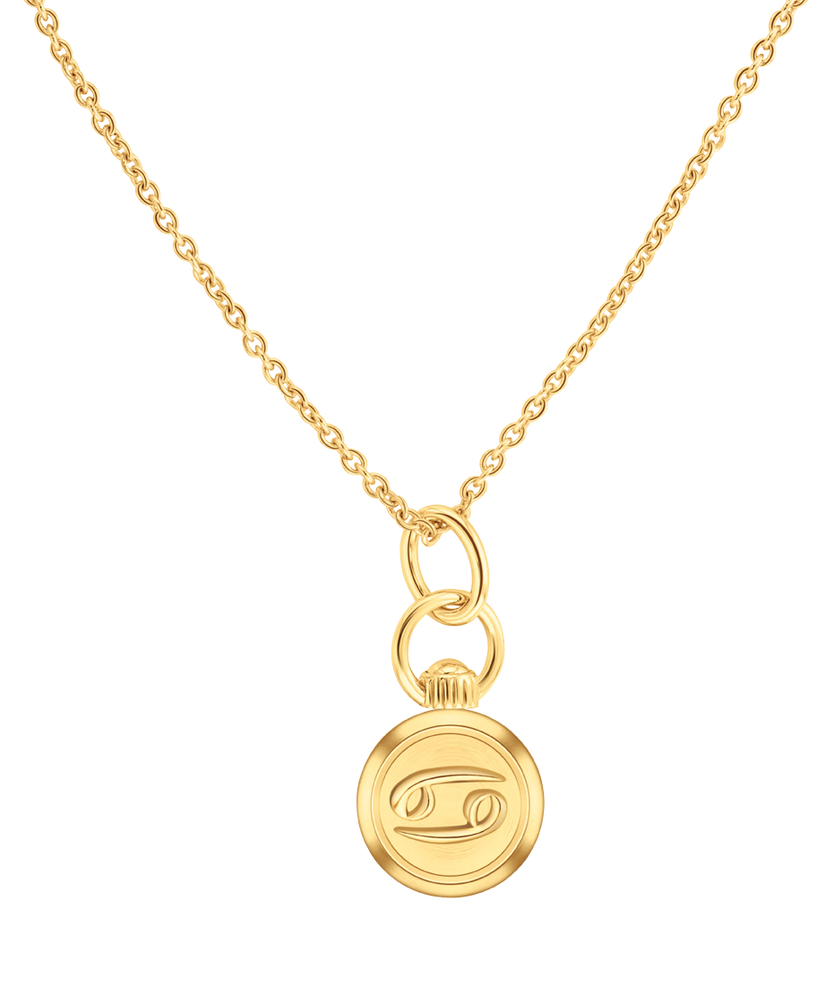 Cancer Zodiac Charm Necklace 21.5 x 25.5mm, Quartz