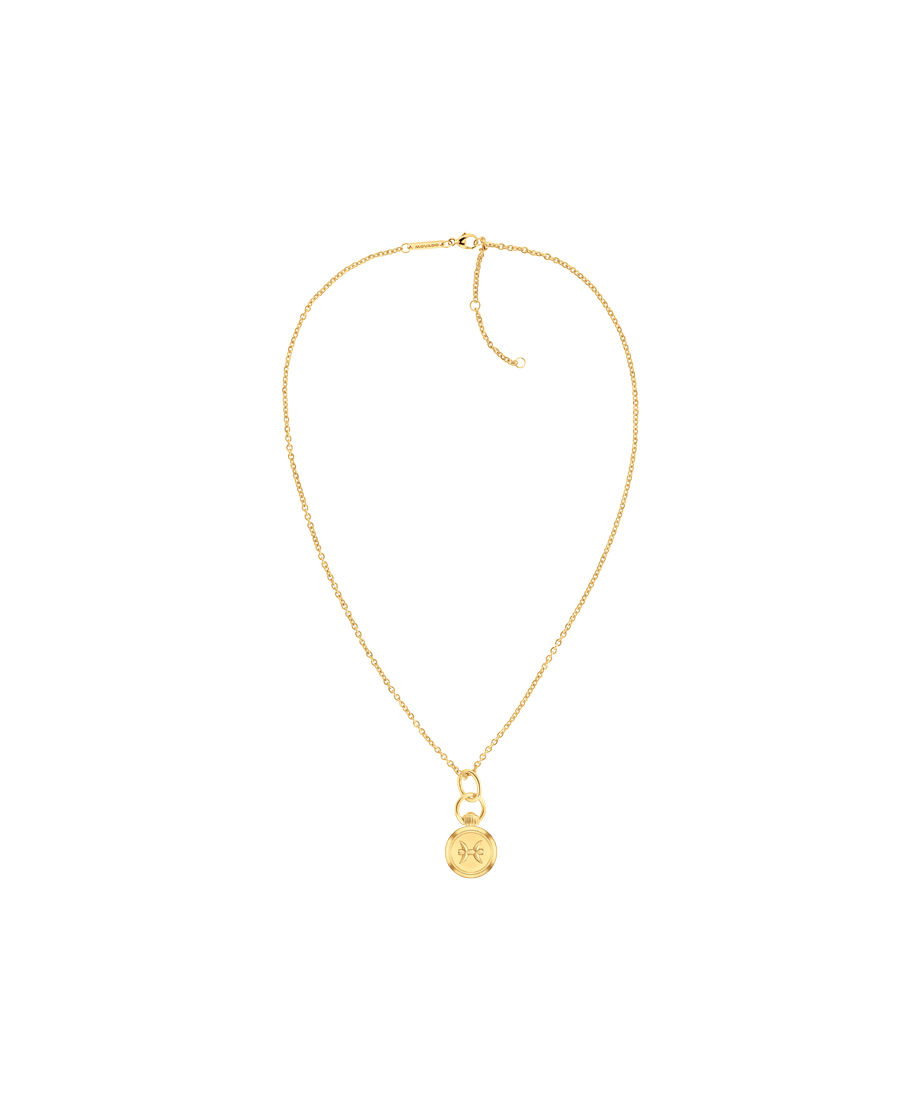 Pisces Zodiac Charm Necklace 21.5 x 25.5mm, Quartz