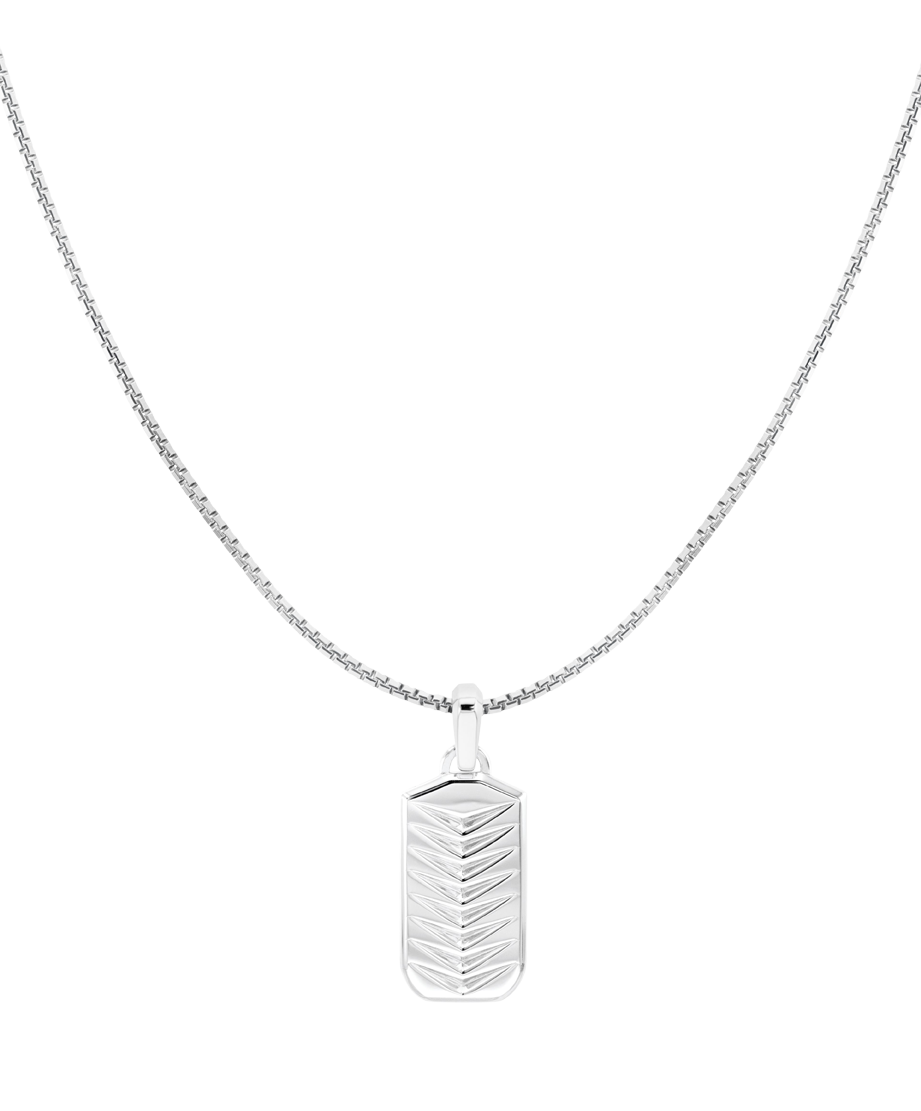 Men's Chevron Necklace 21.5 x 25.5mm, Quartz