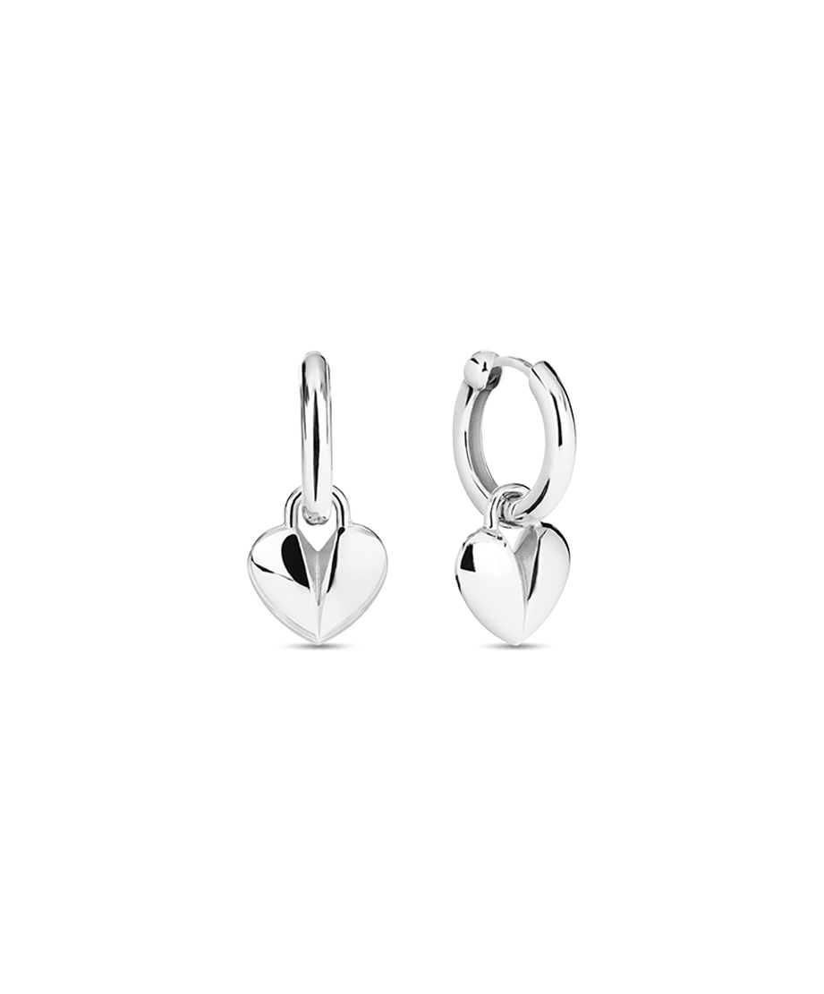 Sculpted Heart Earrings 21.5 x 25.5mm, Quartz