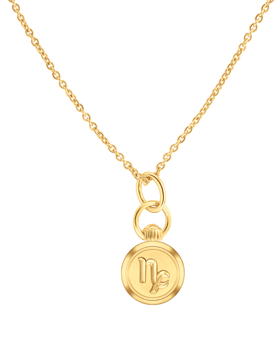 Capricorn Zodiac Charm Necklace 21.5 x 25.5mm, Quartz