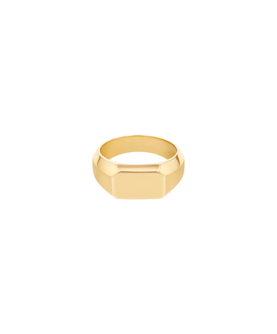 Men's Faceted Signet Ring 21.5 x 25.5mm, Quartz
