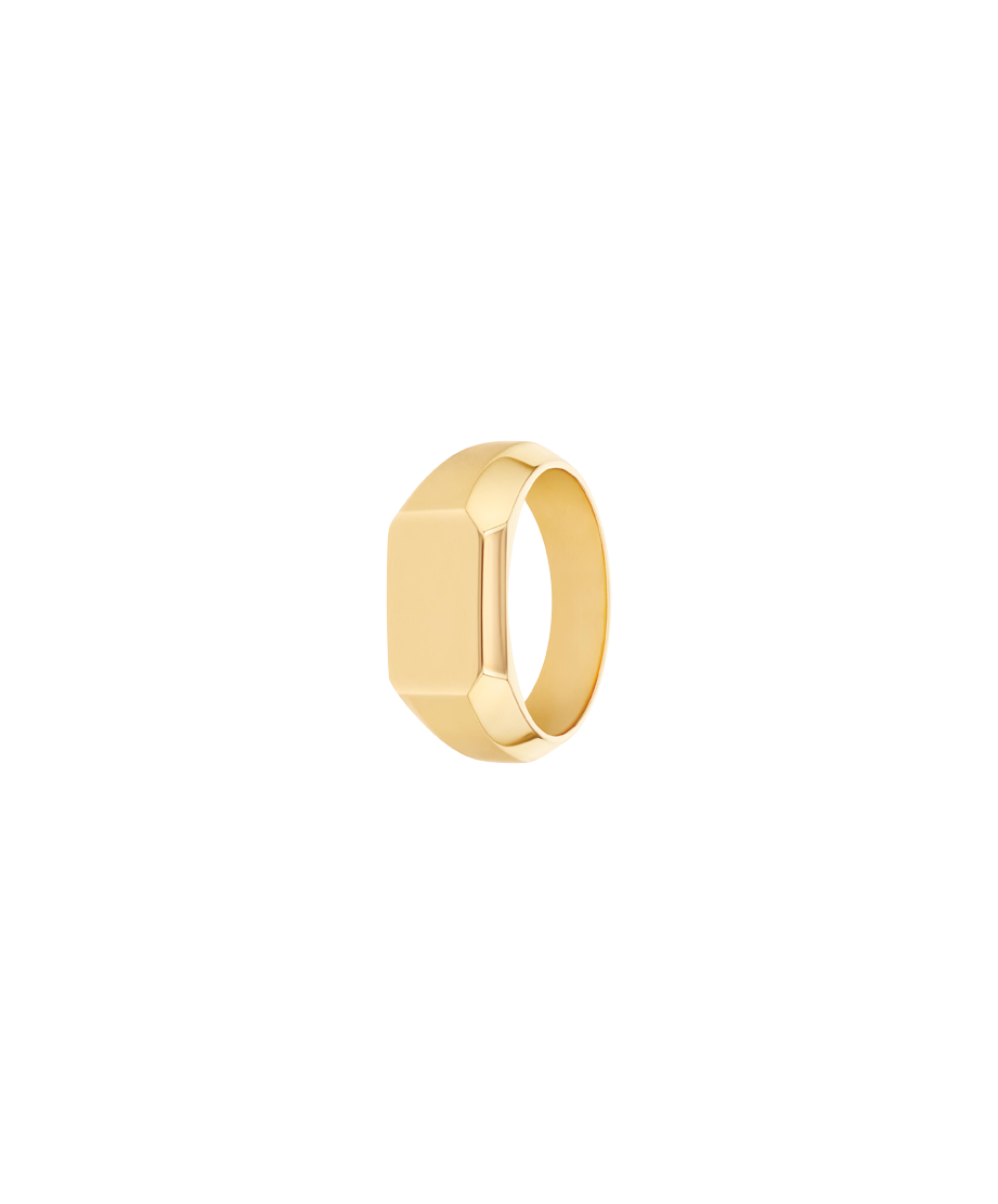 Men's Faceted Signet Ring 21.5 x 25.5mm, Quartz