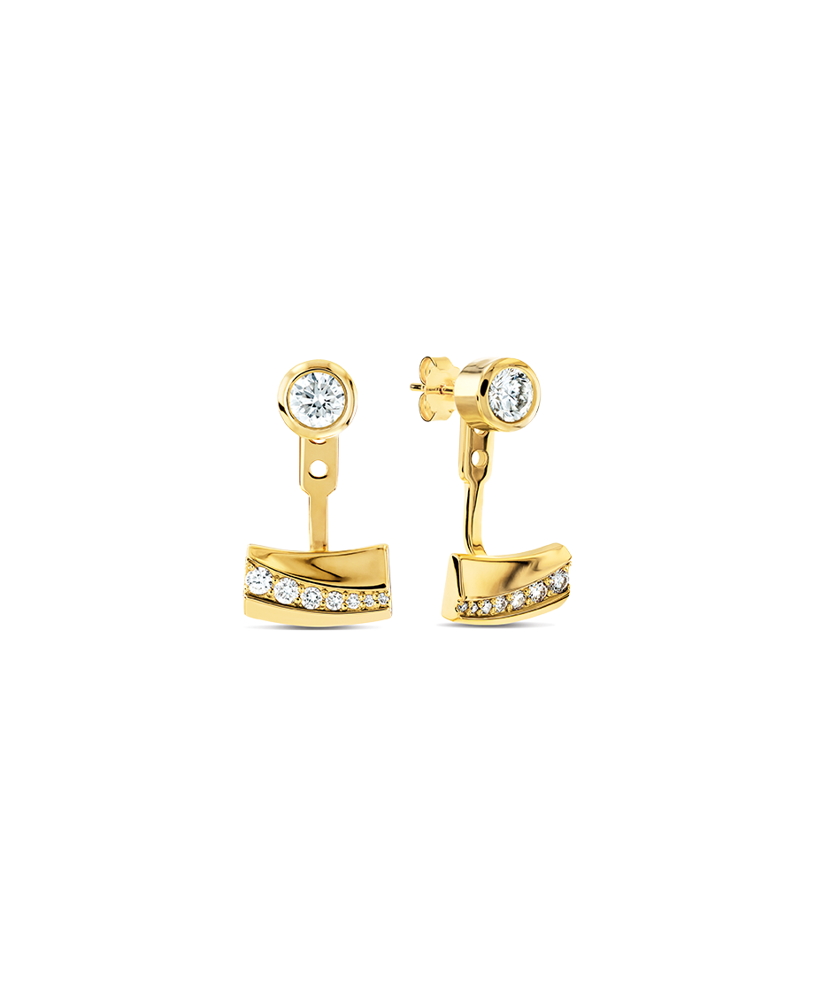 Chamfer Curve Earrings 21.5 x 25.5mm, Quartz