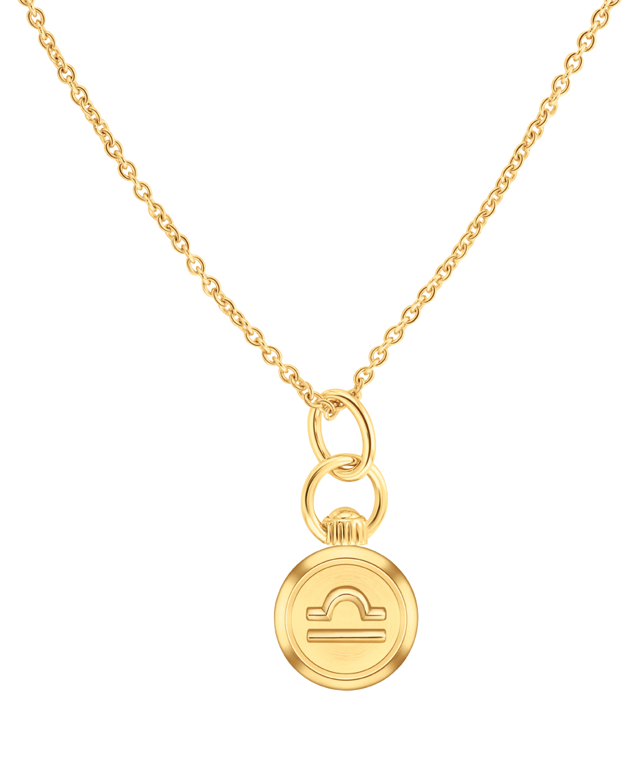 Libra Zodiac Charm Necklace 21.5 x 25.5mm, Quartz