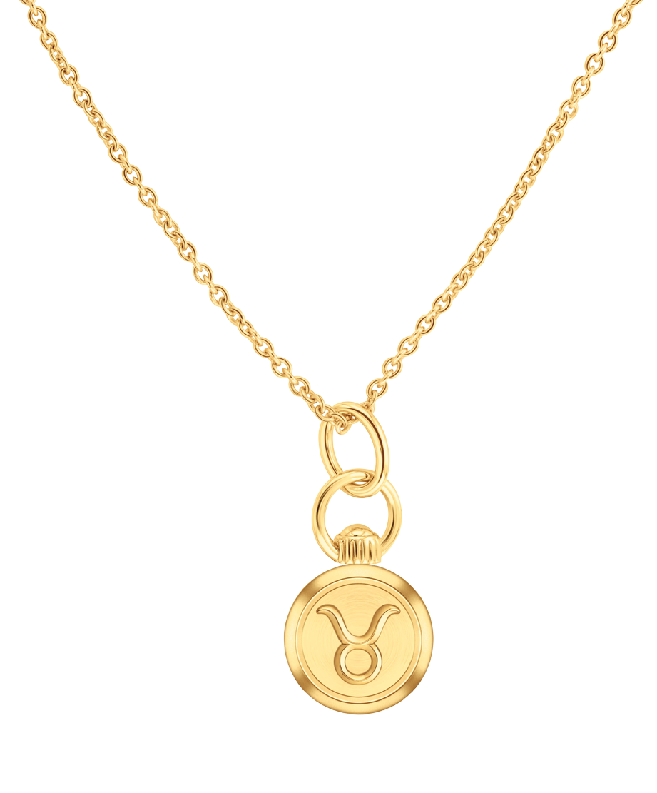 Taurus Zodiac Charm Necklace 21.5 x 25.5mm, Quartz