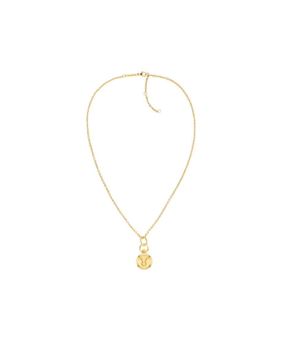 Taurus Zodiac Charm Necklace 21.5 x 25.5mm, Quartz