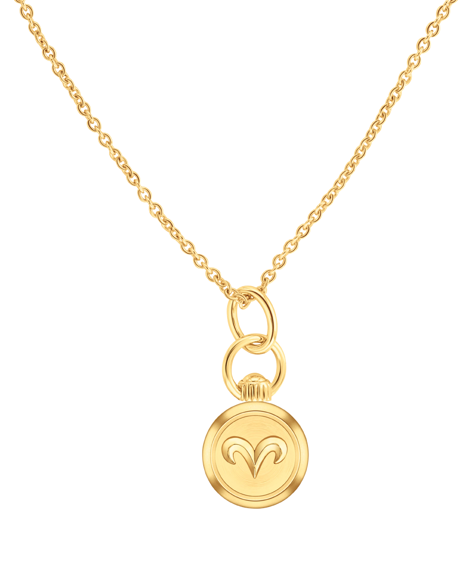 Aries Zodiac Charm Necklace 21.5 x 25.5mm, Quartz