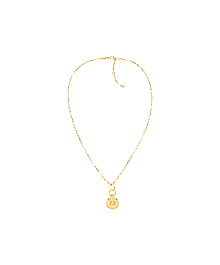 Aquarius Zodiac Charm Necklace 21.5 x 25.5mm, Quartz